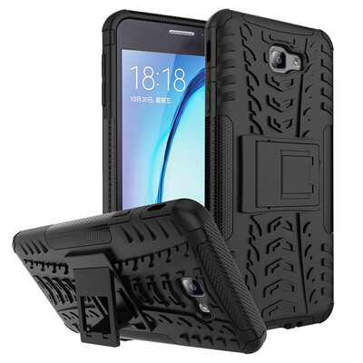 

Fivice Samsung J7 PrimeOn 7 2016 Case TPU anti-fall tire pattern back clip bracket phone case