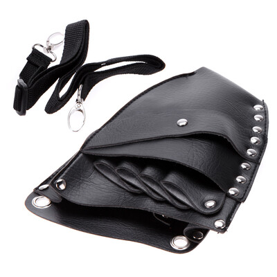 

Leather Barber Scissor Hairdressing Holster Pouch Holder Case Rivet Clips Bag with Waist Shoulder Belt