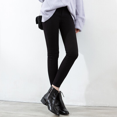 

Canvaus Winter Pants Women 2018 Tights Leggings Thick Black Pencil Pants Ankle-Length Trousers CF8148D