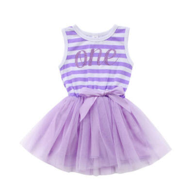

Canis Newborn Baby Girls First 1st Birthday Striped Tulle Dress Toddler Dresses