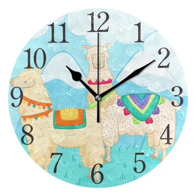 

Wall Clock Alpaca In The Desert Round Wall Clock Arabic Numerals Design