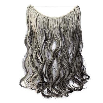 

Invisible Wire No Clips in Hair Extensions Secret Fish Line Hairpieces Silky Straight real natural Synthetic