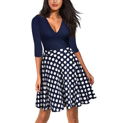 

Women Vintage Zipper Floral Printed Tunic Pleated Swing Dresses