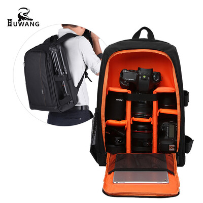 

HUWANG Large Padded Camera Bag Outdoor Photography Travel Backpack Shock-proof Water-resistant with Rain Cover Tripod Holder Lapto