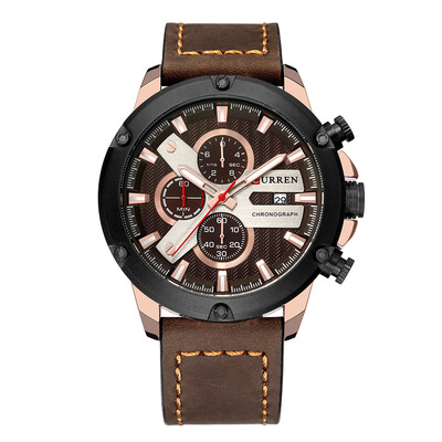 

CURREN 8308 Business Men Quartz Watch Calendar Chronograph Fashion Casual Leather Band Male Wristwatch