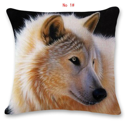 

45cm45cm Animal wolf pattern linen cotton pillow case sofa cushion cover animal design square decorative pillow cover