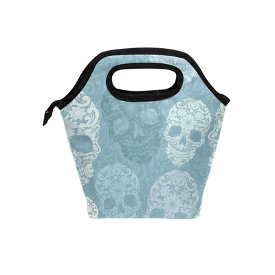 

Lunch Bag Tote Bag Flower Skull Travel Picnic Organizer Lunch Holder Handbags Lunch Bag Box for Office
