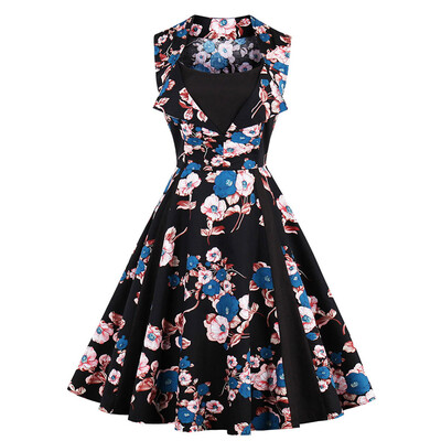 

Vintage Floral Print Fit&Flare Party Dress