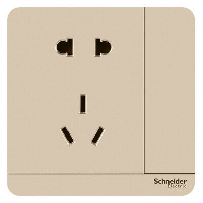 

Schneider Schneider switch socket socket panel 10A five-hole socket with a switch is still a series of twilight gold