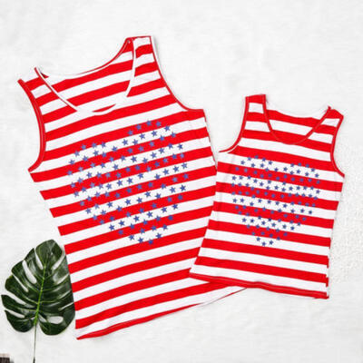 

Mother Daughter Matching Clothes Mom Girl Striped Dress Tops T-shirt Tee Outfits