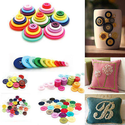 

100Pcs Multicolor Sewing Plastic Round Buttons 4 Holes for Kids Girl DIY Crafts