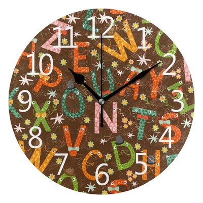 

Wall Clock Arabic Numerals Design Alphabet Pattern Round