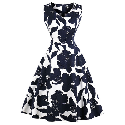 

Vintage V Neck Floral Fit&Flare Dress