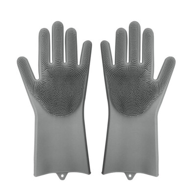 

A Pair Magic Silicone Scrubber Rubber Cleaning Gloves Kitchen Helper
