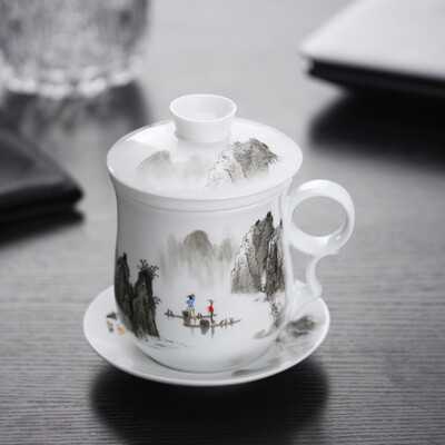 

Jingdong Supermarket] Jie Yajie ceramic cups hand-painted ceramic cups with filter ceramic cups with a cover men's office cups tea