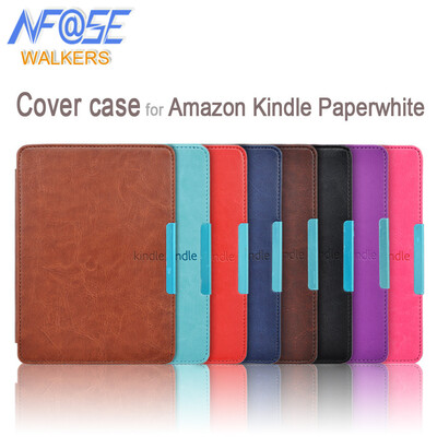 

Smart slim pu leather cover with magnet closure case for Amazon kindle paperwhite Wifi 3Gscreeen protectorStylus