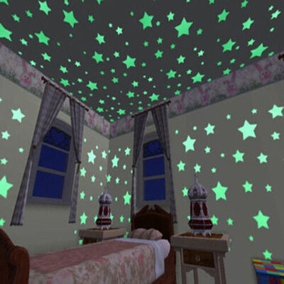 

100pcs Wall Stickers Decal Glow In The Dark Baby Kids Bedroom Home Decor Color Stars Luminous Fluorescent