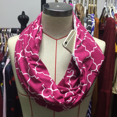 

Women Winter Convertible Infinity Scarf With Pocket Loop Scarf Zipper Pocket