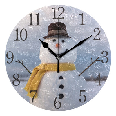 

Wall Clock Arabic Numerals Design Smile Snowman Round