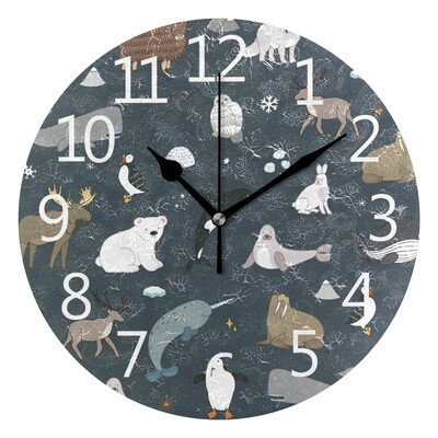 

Wall Clock Arabic Numerals Design Doodle Cartoon Animals Round
