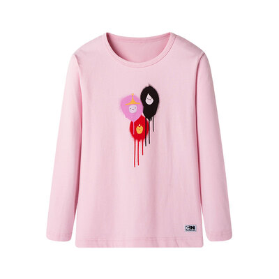

Three guns dits neutral soft light powder skin elastic cotton children's children's round neck long sleeve shirt 2C019A0 tender pink 140