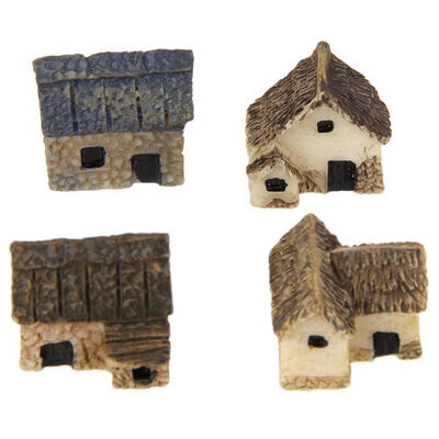 

UpperX Set 4 Miniature Dollhouse Bonsai Craft Fairy Garden Thatched Hut Decor