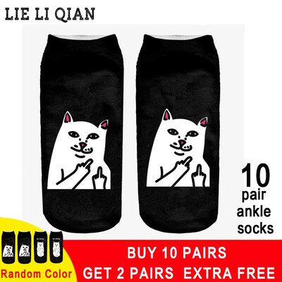 

2018 New Emoji Cartoon Cat Art Female Funny Socks Hot Sale 3d Printed Womens Socks Low Cut Ankle Femme Short Socks Wholesale