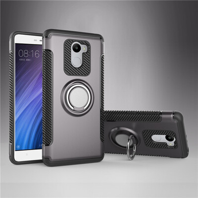 

Fivice Xiaomi Redmi 4 case PC metal ring shell magnetic car bracket TPU phone case