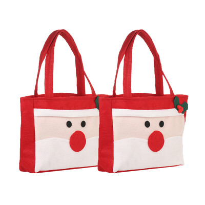 

2pcsset Santa Claus Style Christmas Candy Bags with Handles Non-woven Gift Wrap Bag Xmas Decoration Ornaments