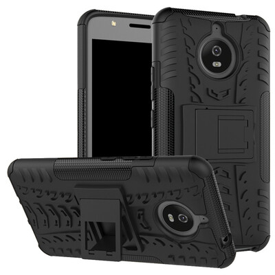 

Fivice Motorola Moto E4 Plus Case TPU anti-fall tire pattern back clip bracket phone case
