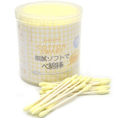 

Three Di Yi make-up tools delicate cotton swabs 200 a sharp round head design drum color random