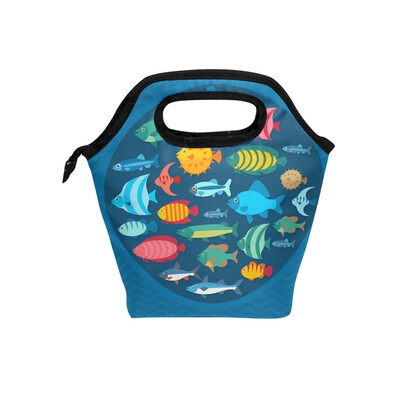 

Lunch Bag Tote Bag Undersea World Fish Travel Picnic Organizer Lunch Holder Handbags Lunch Bag Box