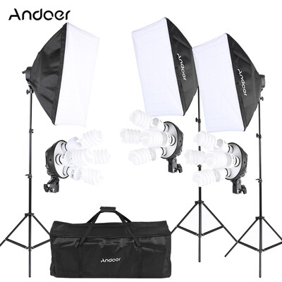 

Andoer Photography Studio Portrait Product Light Lighting Tent Kit Photo Equipment 12 45W Bulb 3 4in1 Bulb Socket 3 Sof
