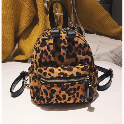 

Women Girls Leopard Print Mini Backpack PU Leather Shoulder Bag Handbags Fashion