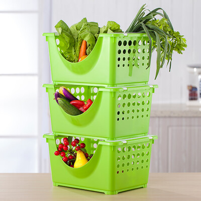 

【Jingdong Supermarket】 Arsto Plastic Kitchen Shelf Storage Shelf Vegetable Basket Fruit & Vegetable Storage Shelf Storage Storage Stretcher 7972A3 Green 3