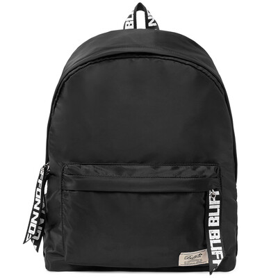

Baifeng BF16W11A solid color simple letter ribbon student couple backpack light nylon bag men&women storm black