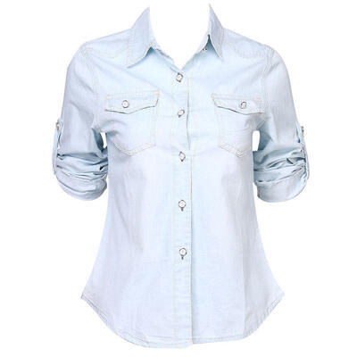 

Retro Women Casual Blue Jean Soft Denim Long Sleeve Shirt Tops Blouse Jacket