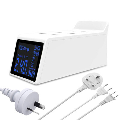

USB Charger Station with LED Display 6-Port USB Wall Charger with Smart IC Technology for SmartPhone USB Enabled Devices