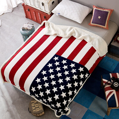 

Ying Xin coral velvet lamb velvet double blanket 130 160cm American flag