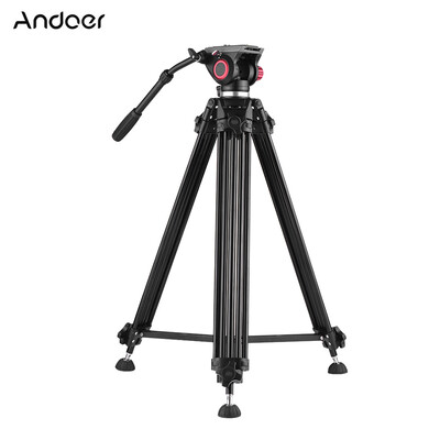 

Andoer Professional Aluminum Alloy Video Tripod with Panorama Fluid Hydraulic Head for Canon Nikon Sony DSLR ILDC DV Camera Max He