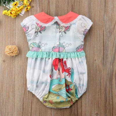 

UK Canis Toddler Baby Girls Cartoon Mermaid Romper Bodysuit Jumpsuit Outfits Set