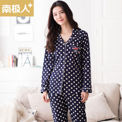 

Antarctic Pajamas Women&39s Autumn Cotton Cute Dot Cardigan Lapel Long Sleeve Home Service T-JY4244 Blue
