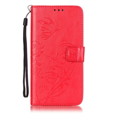 

Red Flower Design PU Leather Flip Cover Wallet Card Holder Case for SAMSUNG S6EDGE