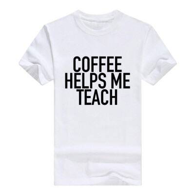 

Coffee Helps Me Teach - Funny Teaching Men Cotton T-Shirt