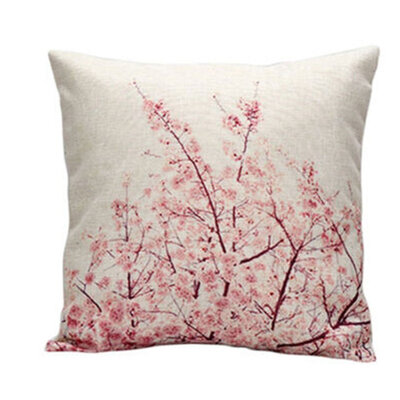 

UpperX Flax Square Decorative Throw Pillow Case Cushion Cover Plum blossom