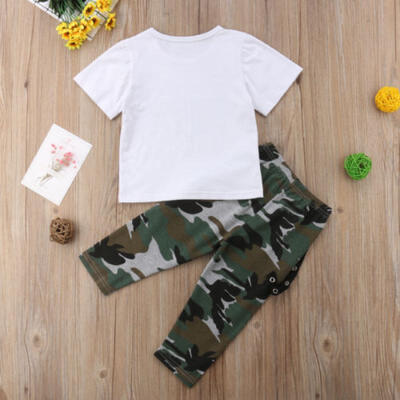 

Toddler Kids Boy Short Sleeve Tops T-shirt Camouflage Pants 2Pcs Outfits Clothes