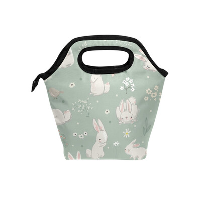 

Lunch Bag Tote Bag Grey Rabbit Travel Picnic Organizer Lunch Holder Handbags Lunch Bag Box