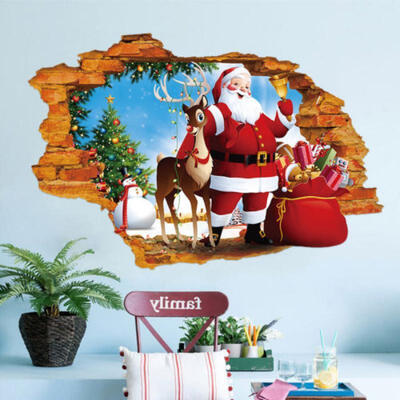 

3DChristmas SantaClaus Vinyl Living Room Wall Sticker Decals Waterproof Removed