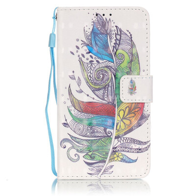 

Colourful Plumes Design PU Leather Flip Cover Wallet Card Holder Case for SAMSUNG A510