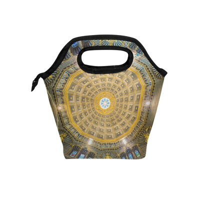 

Insulated Lunch Tote Bag Beautiful Building Travel Picnic Lunch Handbags Portable Zipper Lunch Bag Box